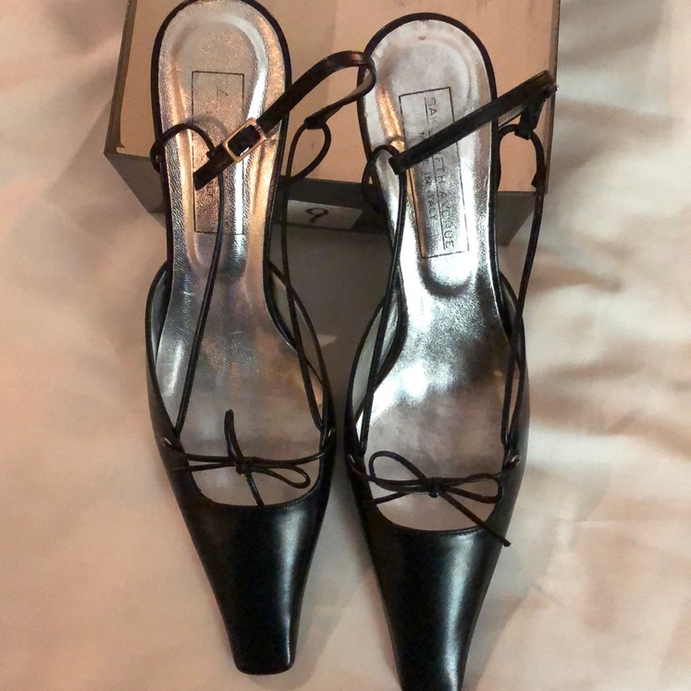Sak’s 5th Ave Black Slingback Pump-Size 9B